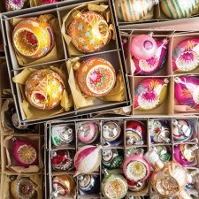 Boxes of vintage ornaments