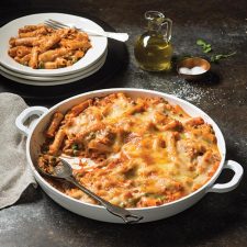 Baked Ziti in white pan