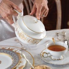 Tea being poured into tea cup