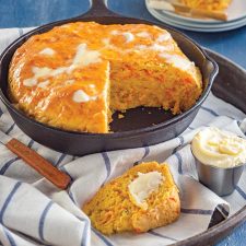 carrot bread in cast iron skillet