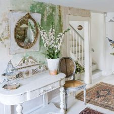 Antique staircase entryway decor