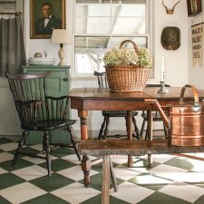 Checkered floor dining room