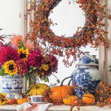 Indoor entry table autumn decor