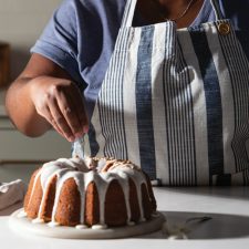Spruce striped apron styled