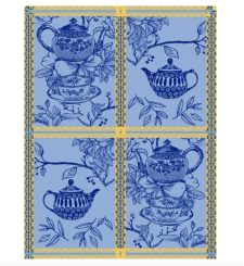 Alternative view of Blue Teapots Four-Panel Jacquard Tea Towel