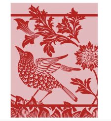 Alternative view of Red Twiggy Bird Jacquard Tea Towel